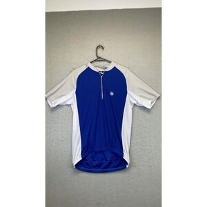 Canari Cycling Jersey‎ Mens Large Blue Gray Short Sleeve 1/4 Zip 3 Pocket Road